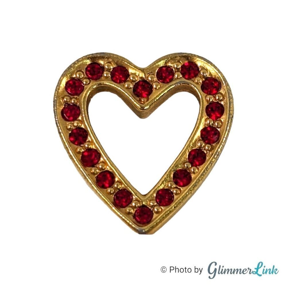 Vintage 1992 Avon Sparkling Heart Red Rhinestone Tie Tack Lapel Pin
